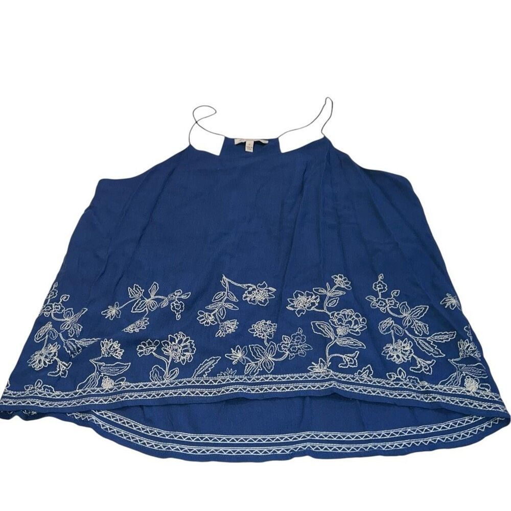 Blu Pepper Vintage Blue Embroidered Tank Top - Size Medium